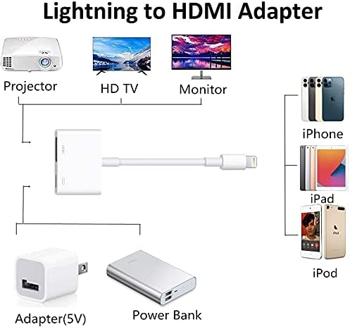 ברק למתאם HDMI iPhone לטלוויזיה, [Apple MFI Certified] Lightning Digital AV מתאם 1080p HD TV Connector